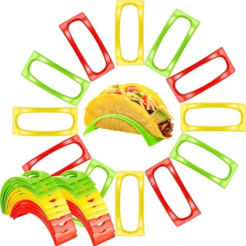 12Pcs Creative Colorful Plastic Taco Shell Holder Sandwich Bread Stand ...
