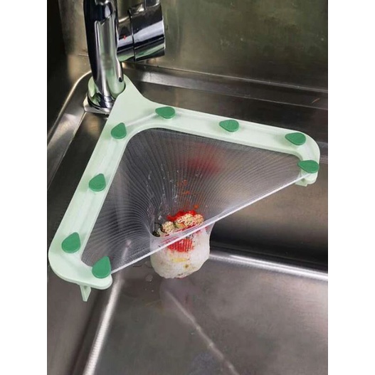 Kitchen Sink Drainer Triangle TriHolder with 50pcs Sink Strainer Mesh
