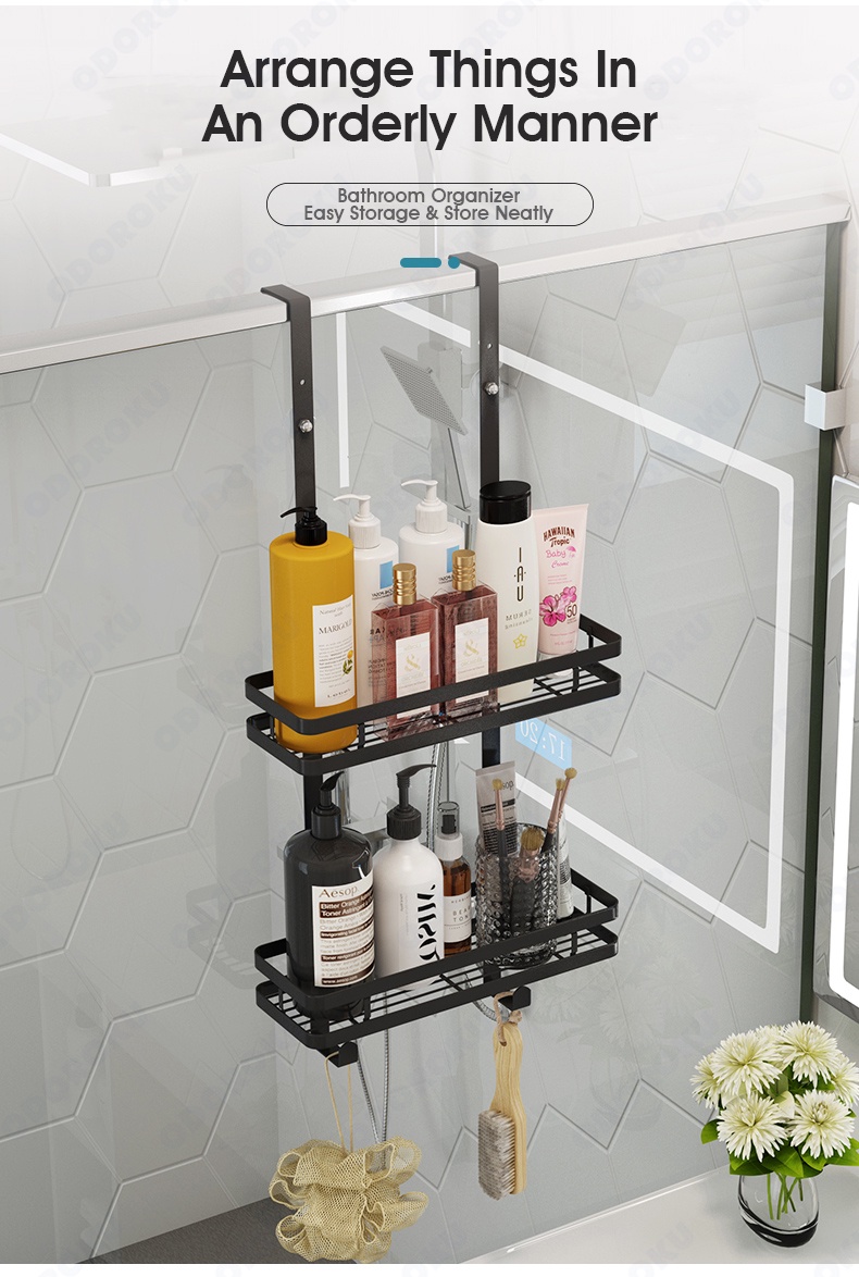 ODOROKU 1/2 Tiers Hanging Shower Caddy Over The Door Shower Organizer