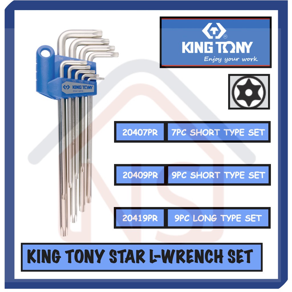 KING TONY Star L-Wrench Allen Key Set / 20407PR / 20409PR / 20419PR ...