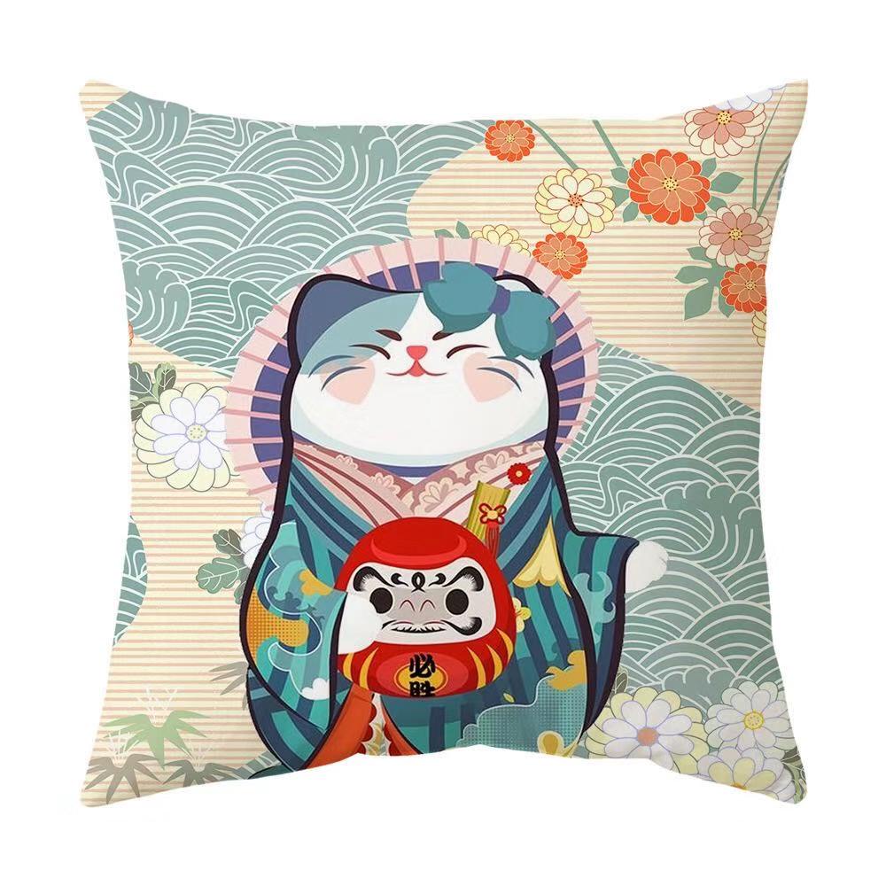 Chinese New Year Lucky Cat Pillow Cover 45*45cm Cushion Cover CNY Home ...