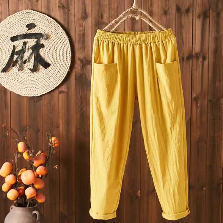 Ready Stock Cotton Casual Pant Palazo Plus Size Loose Straight Linen ...