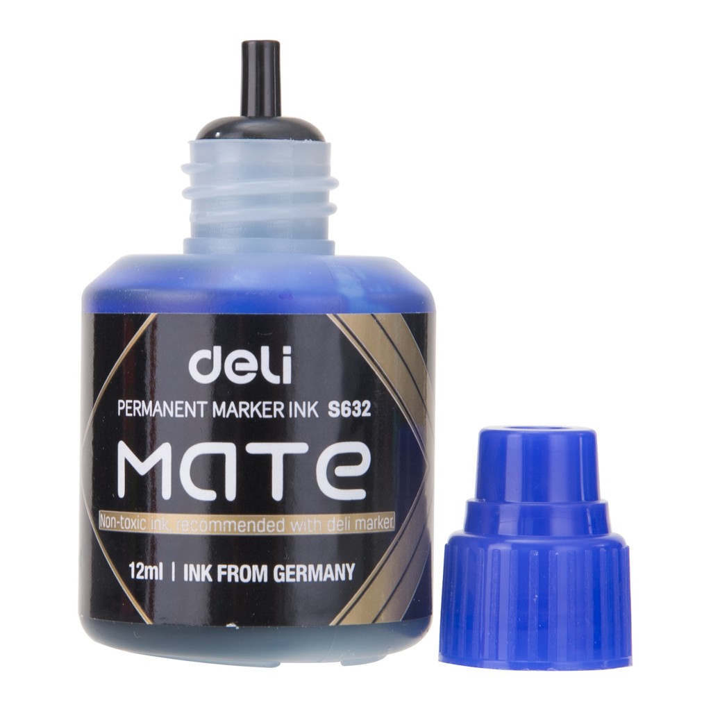 Deli Isi ulang tinta Spidol Permanen [12 mL] - Hitam Merah Biru Cepat Kering tahan air ES632 - Gambar 4