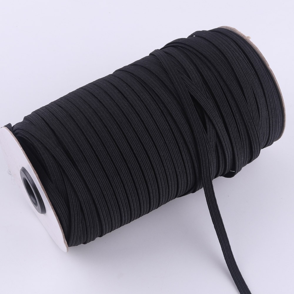 4mm 5mm 6mm 8mm 10mm 12mm Woven Spool White Black Flat Elastic Band Cord  Sewing Knitting Rubber Stretch Rope DIY Mask Garment