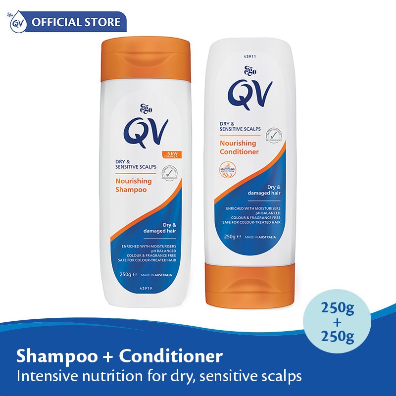 [Bundle of 2] EGO QV Nourishing Shampoo 250g and EGO QV Nourishing Conditioner 250g Shopee