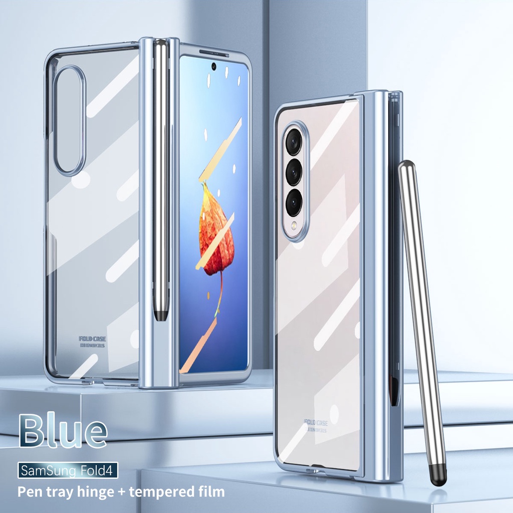 Samsung Galaxy Z Fold 4 3 2 Fold4 5G Tempered Glass Flim Transparent Phone Case for Samsung Fold 4 3 2 Case with Pen Stylus S4UV