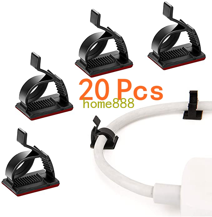 20 Adjustable Cable Management Clamps, SelfAdhesive Cable Holders