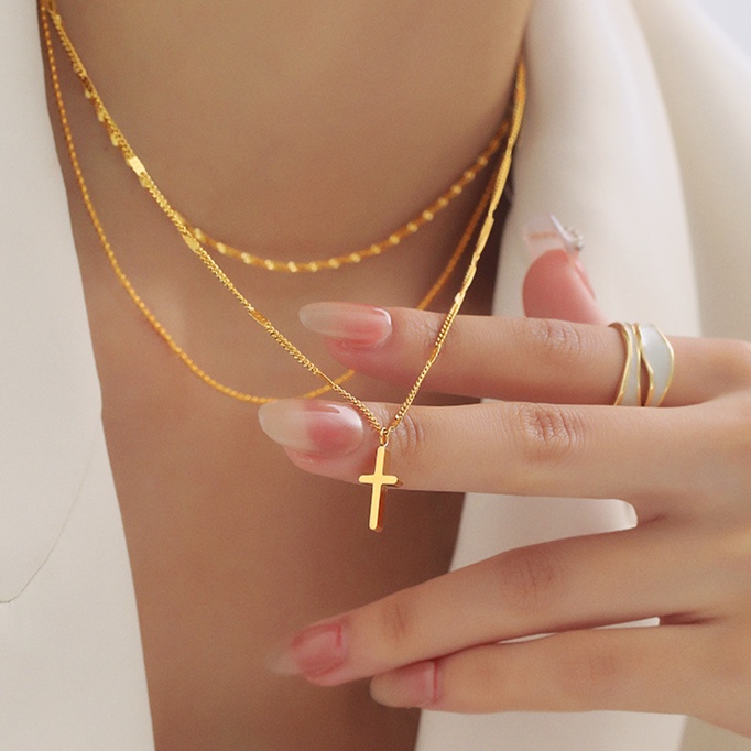 Gold layered 2025 cross necklace