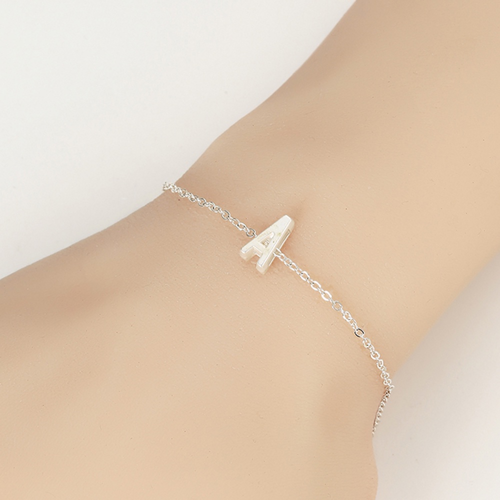 Cute Silver Plated Tiny Initial Letters Chain Bracelet Women's Accessories Metal Alphabet Jewelry Party Gift
