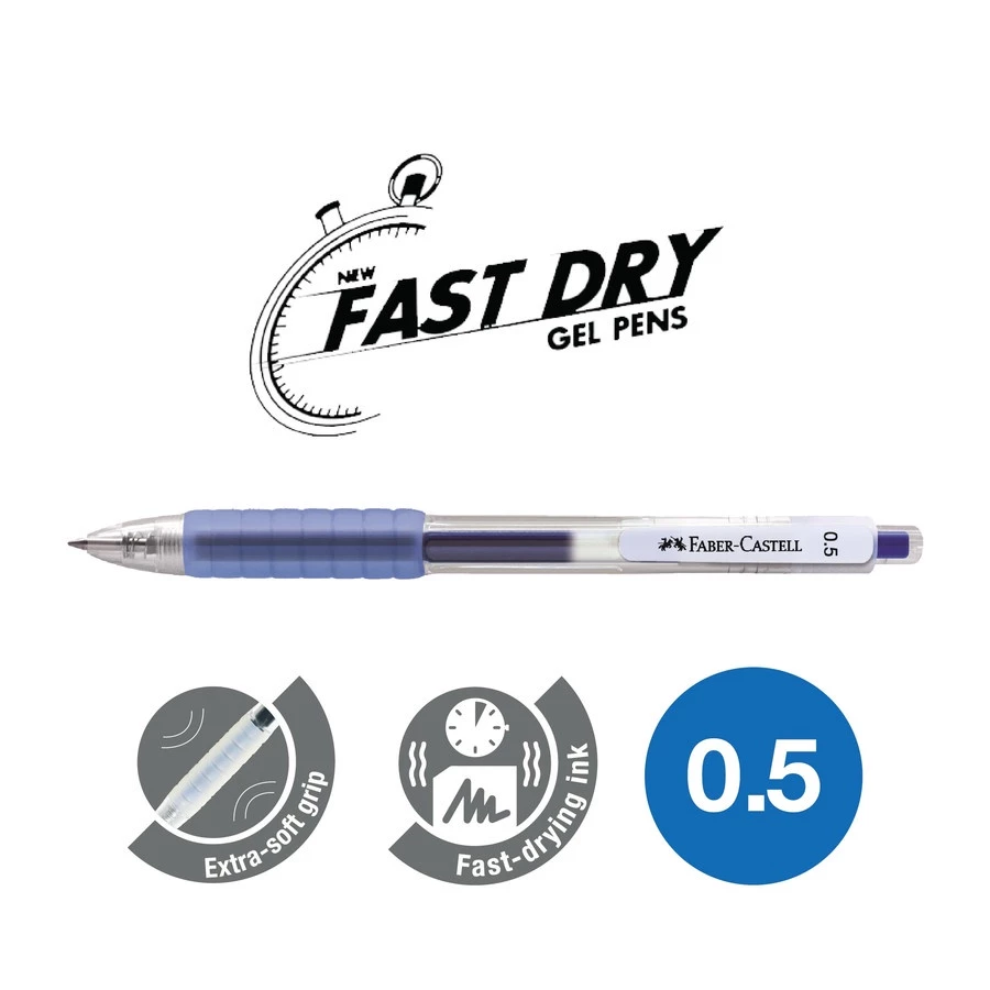 Faber-Castell Fast Gel Ballpoint Blue Ink 0.5mm - Gambar 3