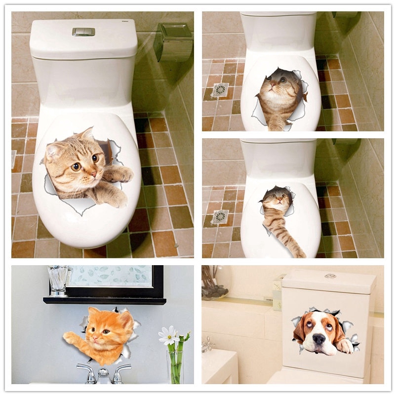 Sticker Mural Toilettes Sticker Wc Stickers Toilette Creative 3D