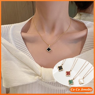 Clover Inlay Diamond Shell Black Gilded Pendant Lady Clavicle Necklace, Fashion Necklaces
