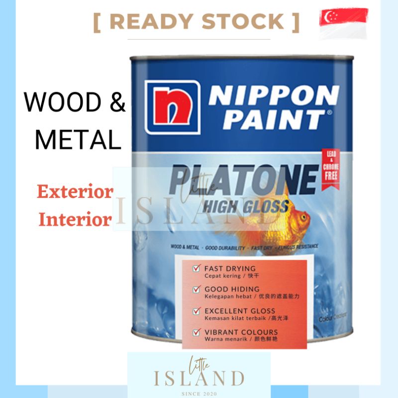 NIPPON PLATONE HIGH GLOSS WOOD & METAL PAINT CAT KAYU CAT BESI 1 LITRE ...