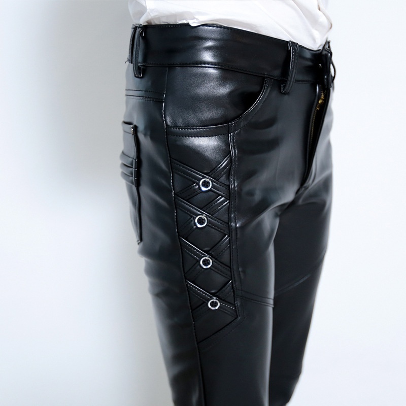 Men's lace up hot sale leather trousers