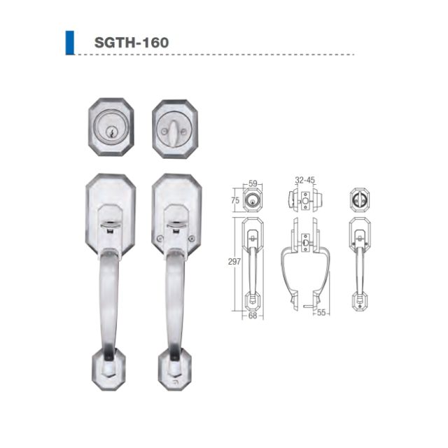 St. Guchi SGTH-160 Gripset Door Handle Lockset (AC Colour) | Shopee ...