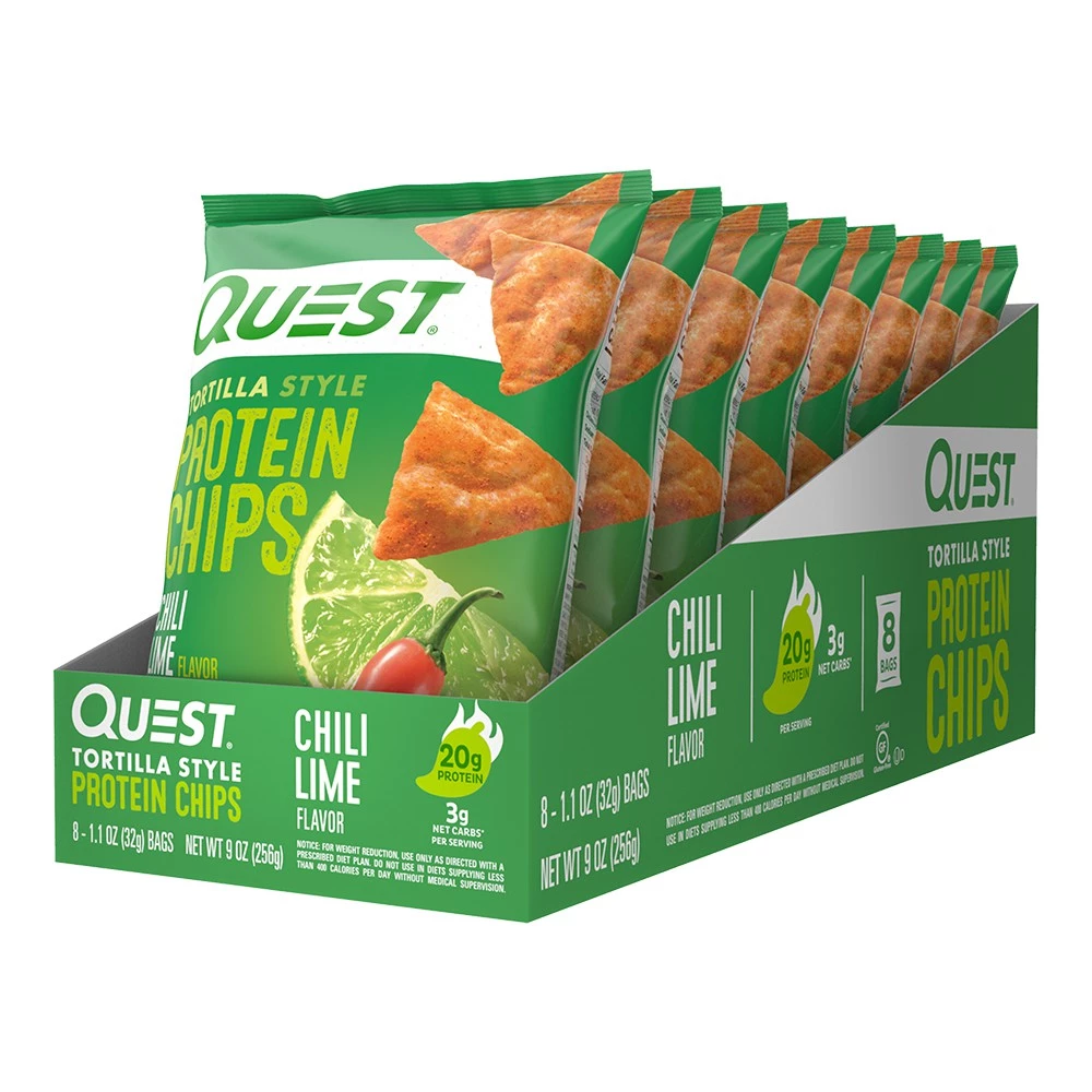 Tortilla Style Protein Chips, Chili Lime