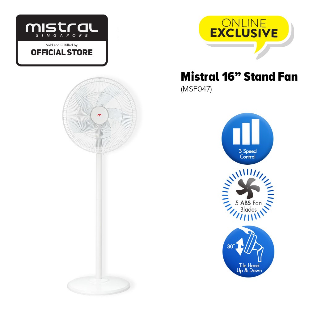 Mistral 16" ABS Blade Stand Fan MSF047 Shopee Singapore
