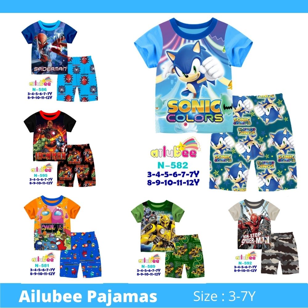 Ailubee Boy Casual Wear - Age 3-7Y Kids 3 to 7 year old Ailubee Set Kids Boy Set Short Sleeve Short Pant N582/N589/N592/
