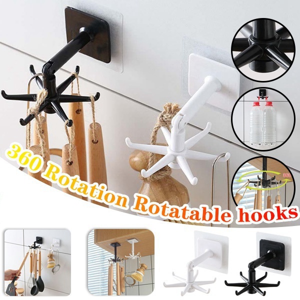 DIY Kitchen Rotary Hook Multi-Purpose Hooks 360 Degrees Rotated ...