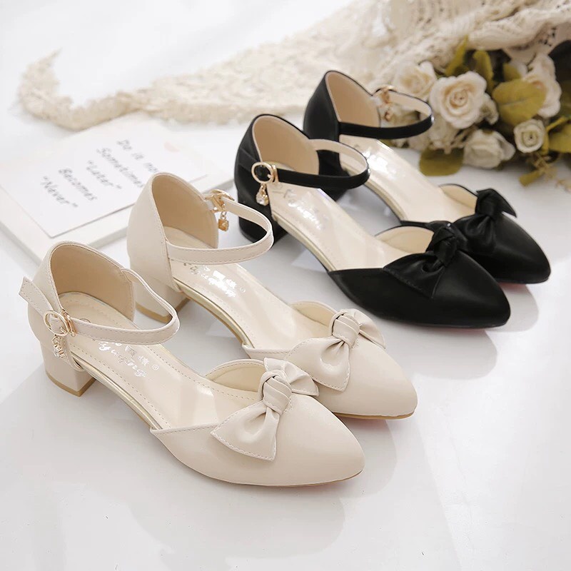 Petite Lace Mesh High Heels With Bow Tie GS16