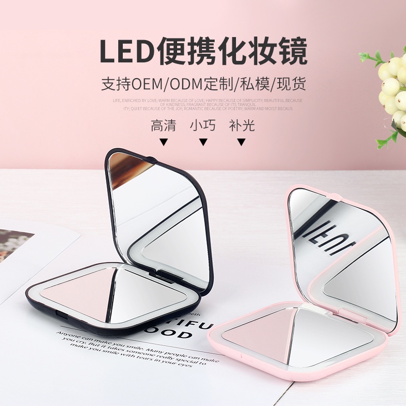 Portable Foldable LED Makeup Mirror With Light Hd Handheld Fill ...