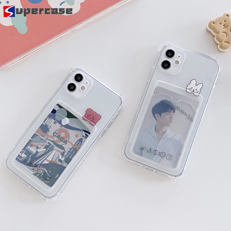 CardHolder Casing For OPPO A9 A5 2020 A53 A31 2020 A91 AX7 A7 A5 AX5 A5s A3s A12 A12E F15 F9 Reno 5 3 4G Realme C11 5 5s 5i 6i Cover Cute Cartoon Bear Rabbit Soft TPU Phone Case With Wallet