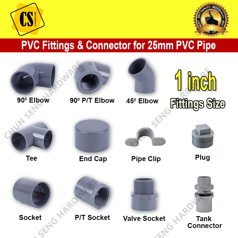 25MM 1 inch PVC Pipe Fitting Connector Elbow PT Elbow Tee Socket PT ...