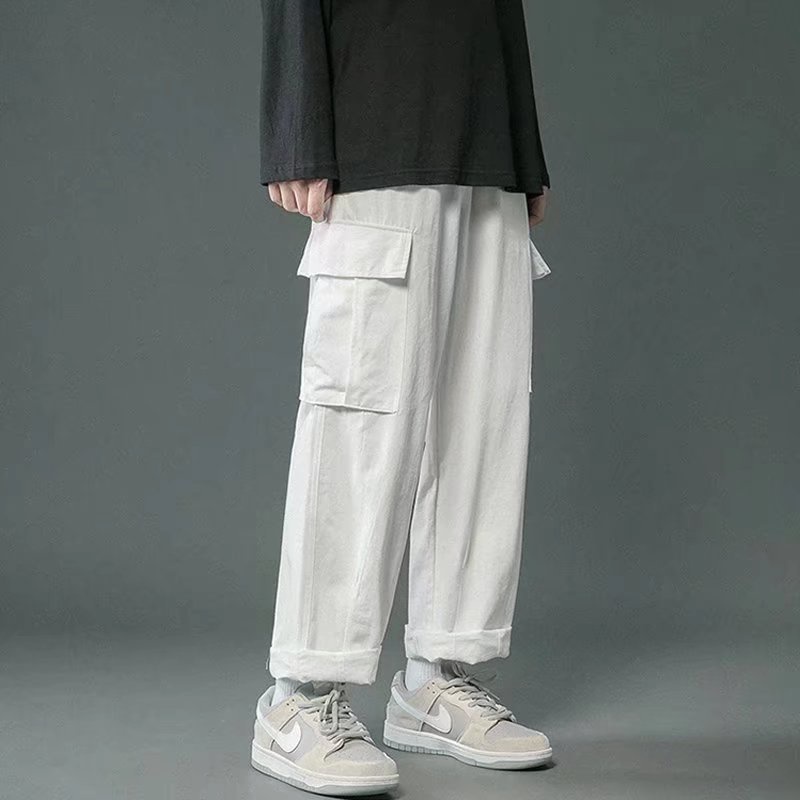 Fashion loose cargo pants men Wear resistant multi pocket long pants ...