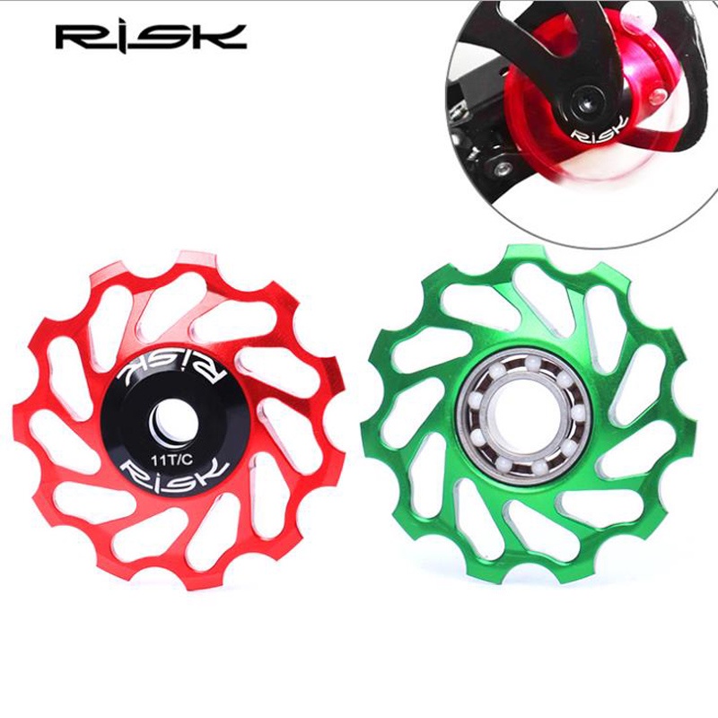 RISK Mountain Road Bike 11T Aluminum Alloy Jockey Wheel Rear Derailleur Ceramic Bearing Guide Wheel MTB Bicycle Jockey Roller