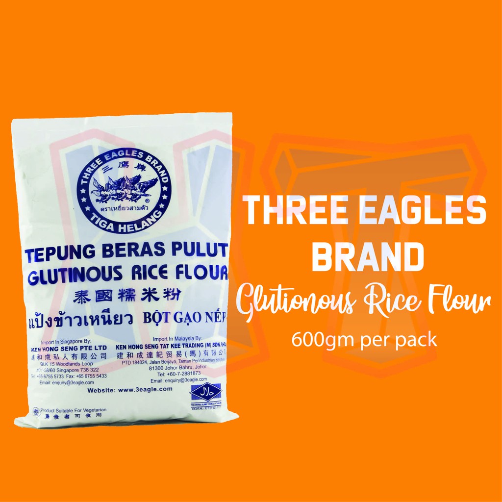 (Bundle of 2) 600gm Glutinous Rice Flour Three Eagles Brand | Shopee ...
