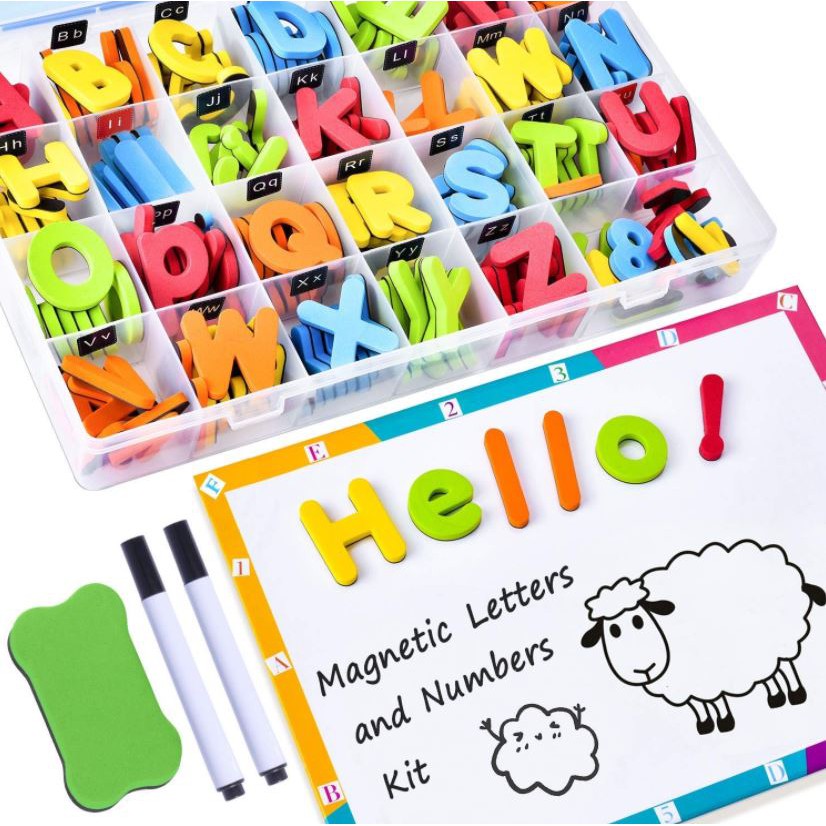 225 pcs Magnetic Alphabet and Numbers, Uppercase Lowercase Foam Fridge ...