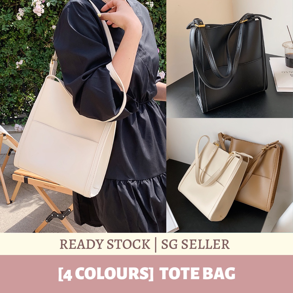 Ready Stock Simple Minimalistic PU Leather Tote Bag Women With