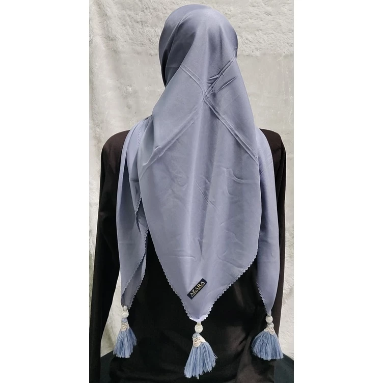 Hijab Segi Empat Laser Oscara / Jilbab Segi 4 Polos Pompom Tassel Mutiara - Gambar 3