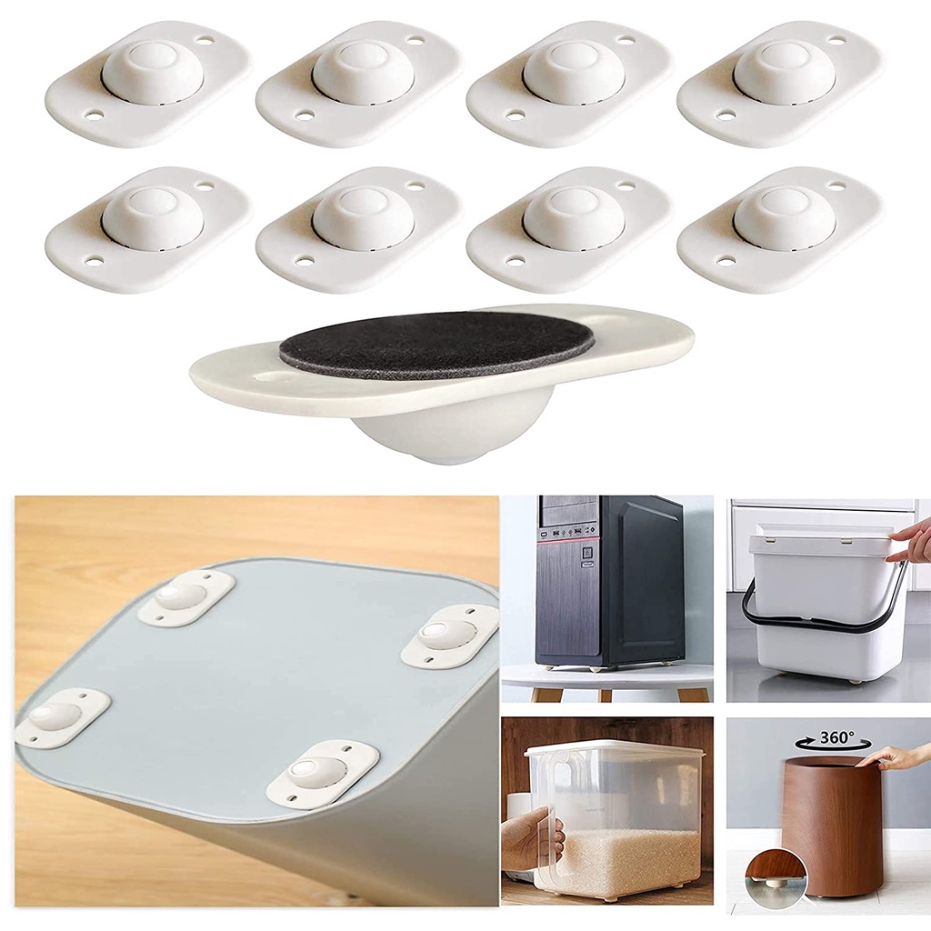 4PCS 360 Degree Rotation Self Adhesive Pulleys/Storage Box Rollers for ...