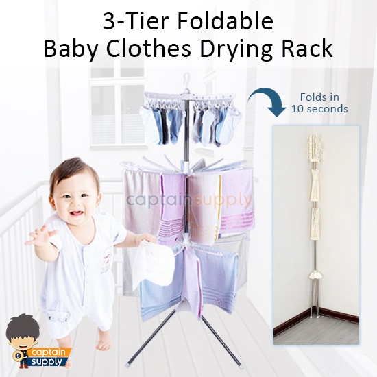 1pc Foldable 8-clip Clothes Hanger For Drying And Storing Baby Clothes,  Socks, Hats, Etc.