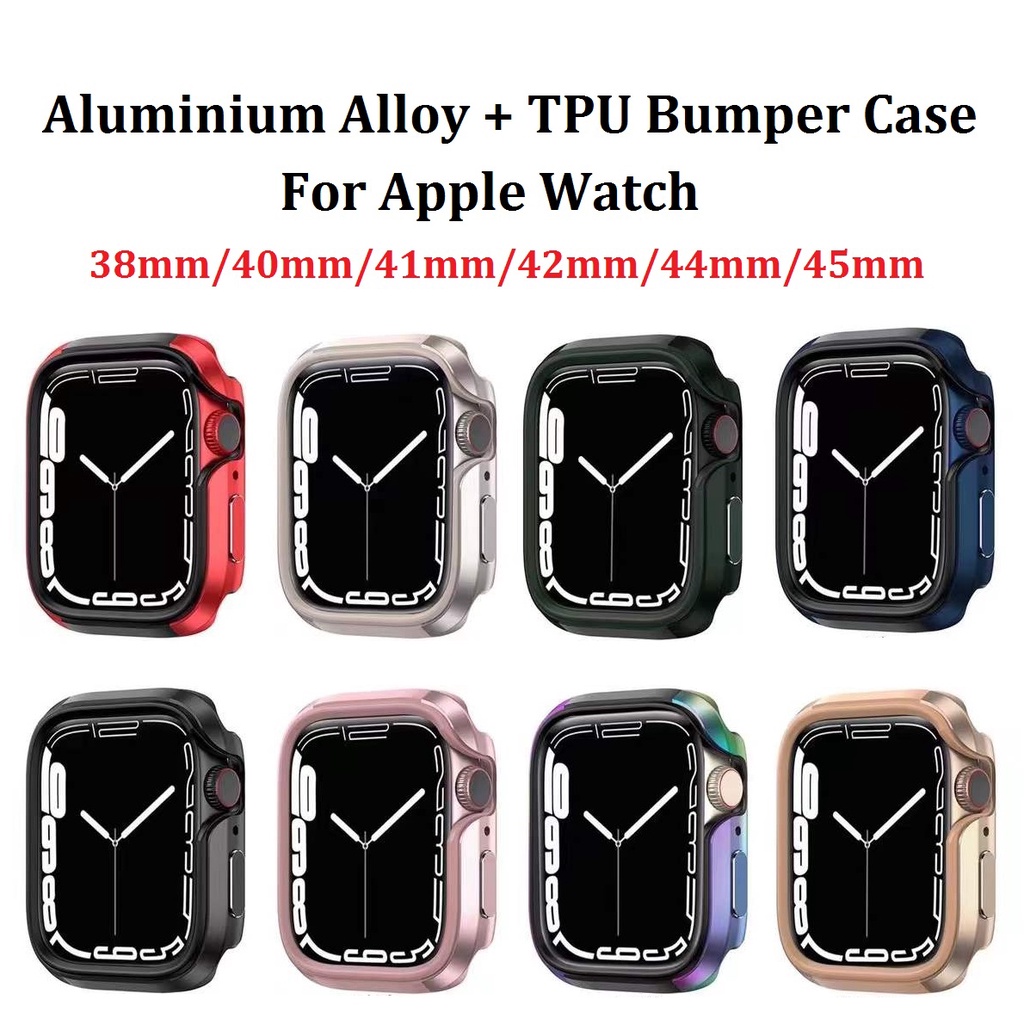 2 in 1 Aluminum alloy Soft TPU Bumper Case for Apple watch Series 8 7 6 se Series 5 4 41mm 45mm 40mm 44mm Shopee Singapore