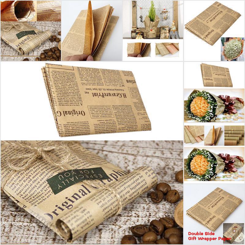 52x75cm Gift Wrapping Paper Roll Vintage Newspaper Double Sided