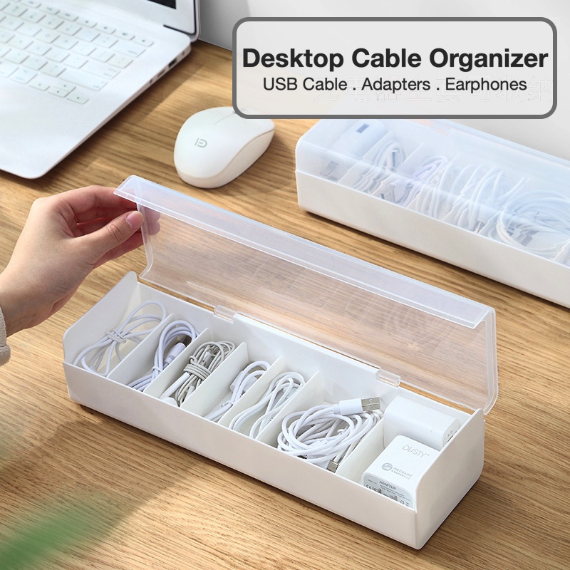 Desktop USB Cable Accessories Storage Box Organizer Adapters Earphones Wire Earpiece Storage