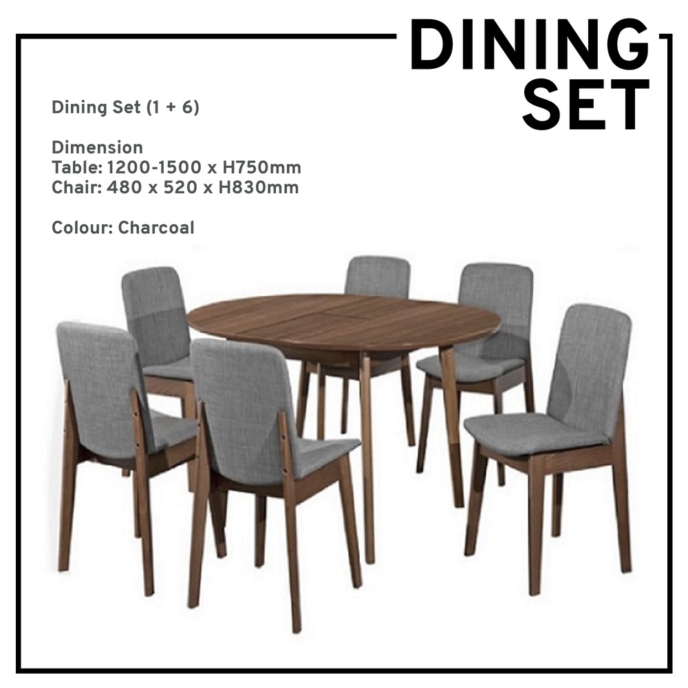 Dining Set 1+6 Dining Table & Set Kitchen Dining Furniture Round Table ...