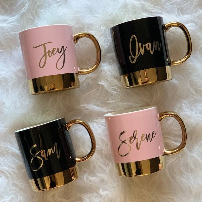 (SG OUTLET STORE) Personalised Gold Rim Mug Cheap Factory Outlet Gift