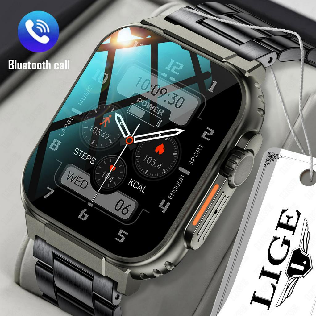 LIGE Call Smart Watch Men 1.96 Inch Full Touch 600mAh Battery Watch