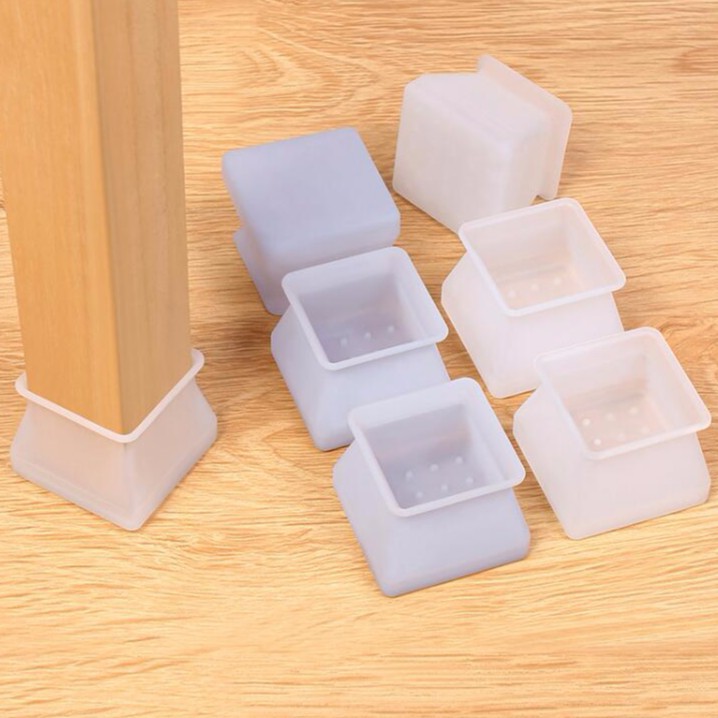 4Pcs Silicone Silent Table and Chair Leg Cover Square Chair Leg Caps