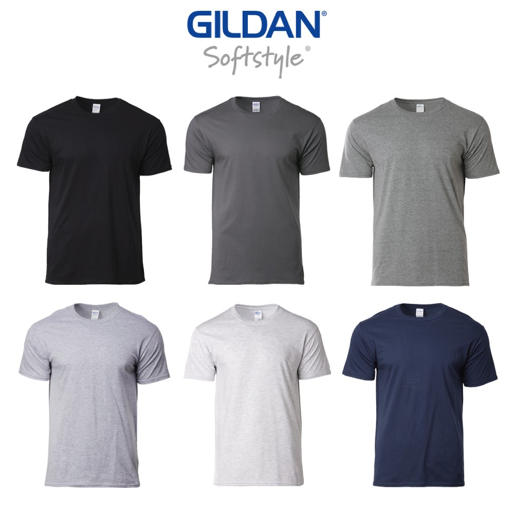 Gildan Softstyle 100% Cotton Plain Round Neck T-shirt Man - White Navy ...