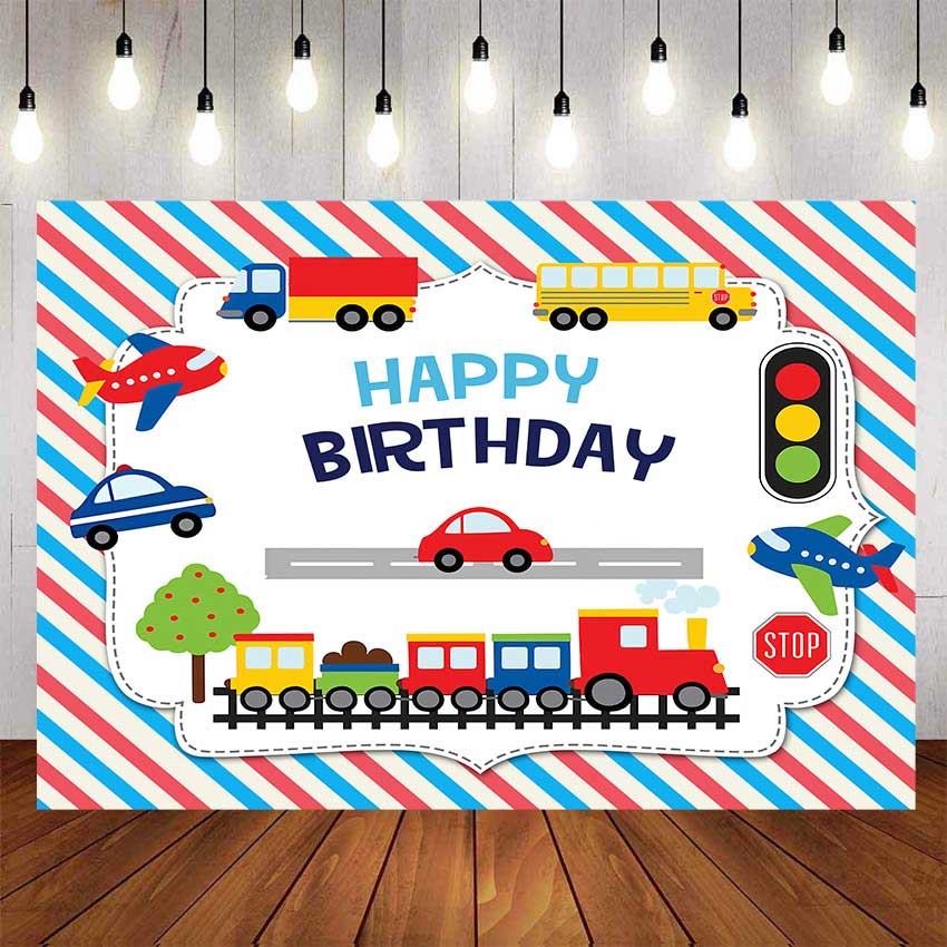 Vehicle Train Bus Cars Aircraft Backdrop For Photography Baby Shower ...