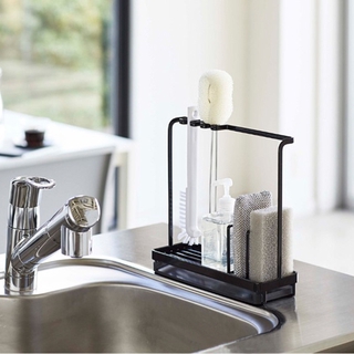kitchen organiser Multi functional kitchen sponge holder Japanese style simple modern Kitchen finishing storage rack desktop rag storage rack Iron sponge rack for sink brush storage rack home storage ...