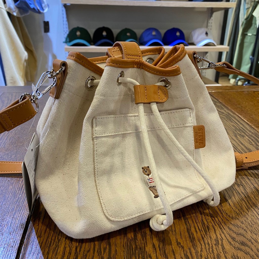 【WHO.A.U】Big Steve Bucket Bag S] WHO.A.U STEVE CANVAS SQUARE BUCKET BAG,IVORY, WHBGD3811A