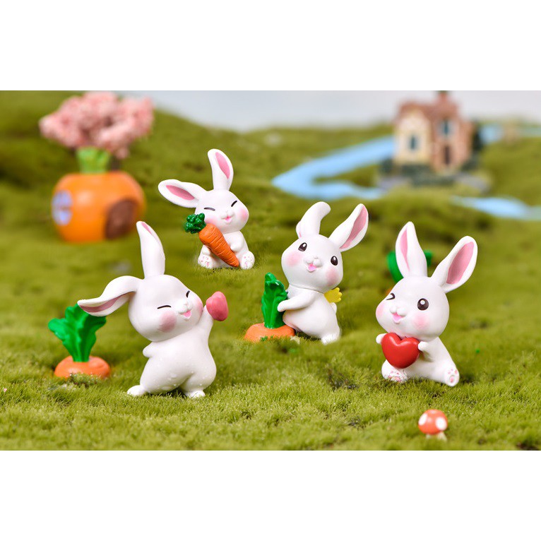 Super Cute Rabbit Display / Figurines (6 Pcs A Set) | Shopee Singapore