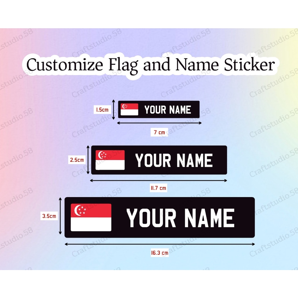 ? 2pcs Personalised Flag And Name Sticker Waterproof Glossy