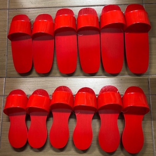 Traditional Wooden Red Clogs Terompah Kayu Tradisional