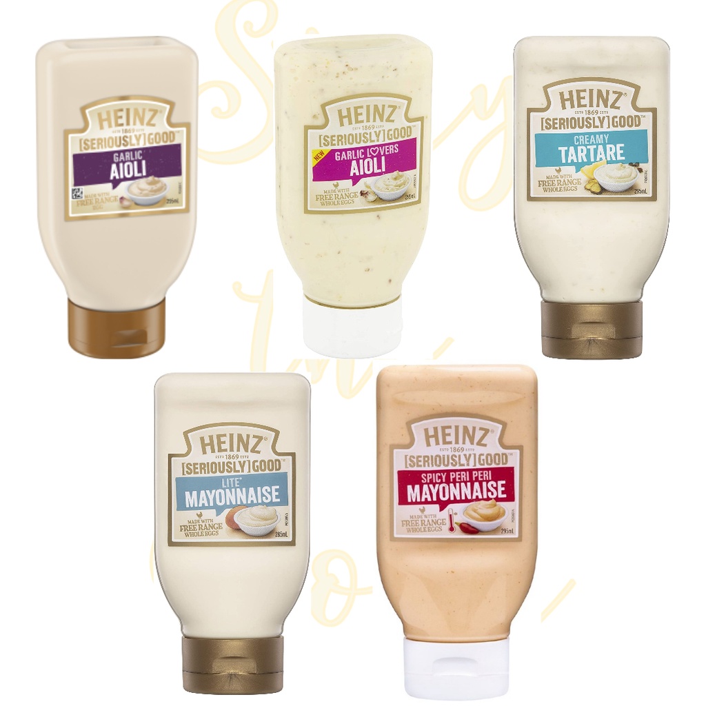 Heinz Garlic Aioli Garlic Lovers Aioli Creamy Tartare Lite Mayonnaise Spicy Peri Peri 0367